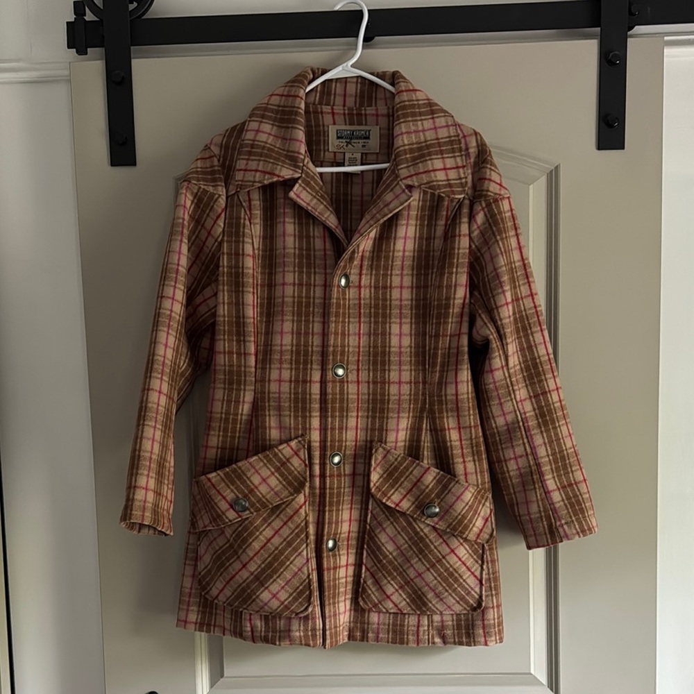 Pendleton Plaid Utility Jacket in Brown, Tan & Pink Tones
